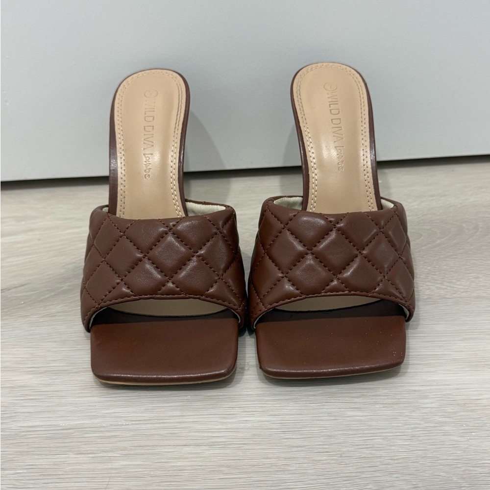 Diva Lounge Chocolate Quilted Mules View 2
